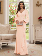 Sophia Mae Peach front view mother of the bride dress