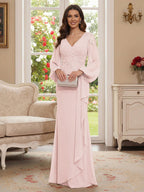 Sophia Mae Pearl Pink back view mother of the bride dress