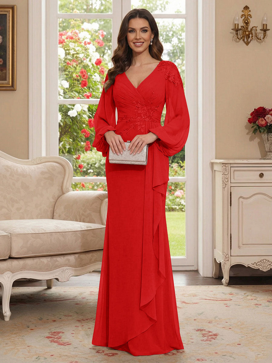 Sophia Mae Red front view mother of the bride dress