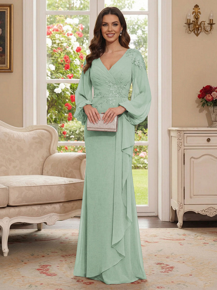 Sophia Mae Sage Green back view mother of the bride dress