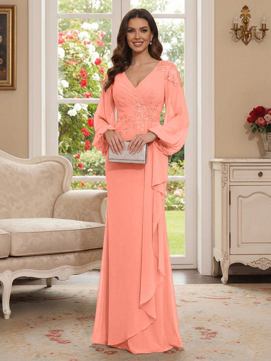 Sophia Mae Coral back view mother of the bride dress
