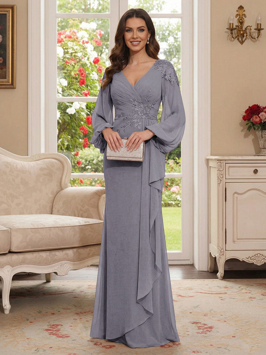 Sophia Mae Steel Grey front view mother of the bride dress