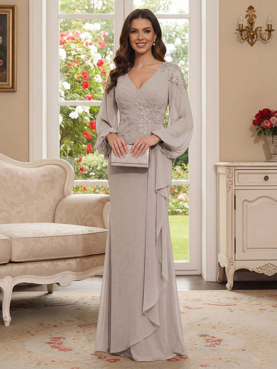 Sophia Mae Taupe front view mother of the bride dress