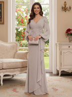 Sophia Mae Taupe front view mother of the bride dress