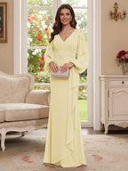 Sophia Mae Yellow front view mother of the bride dress