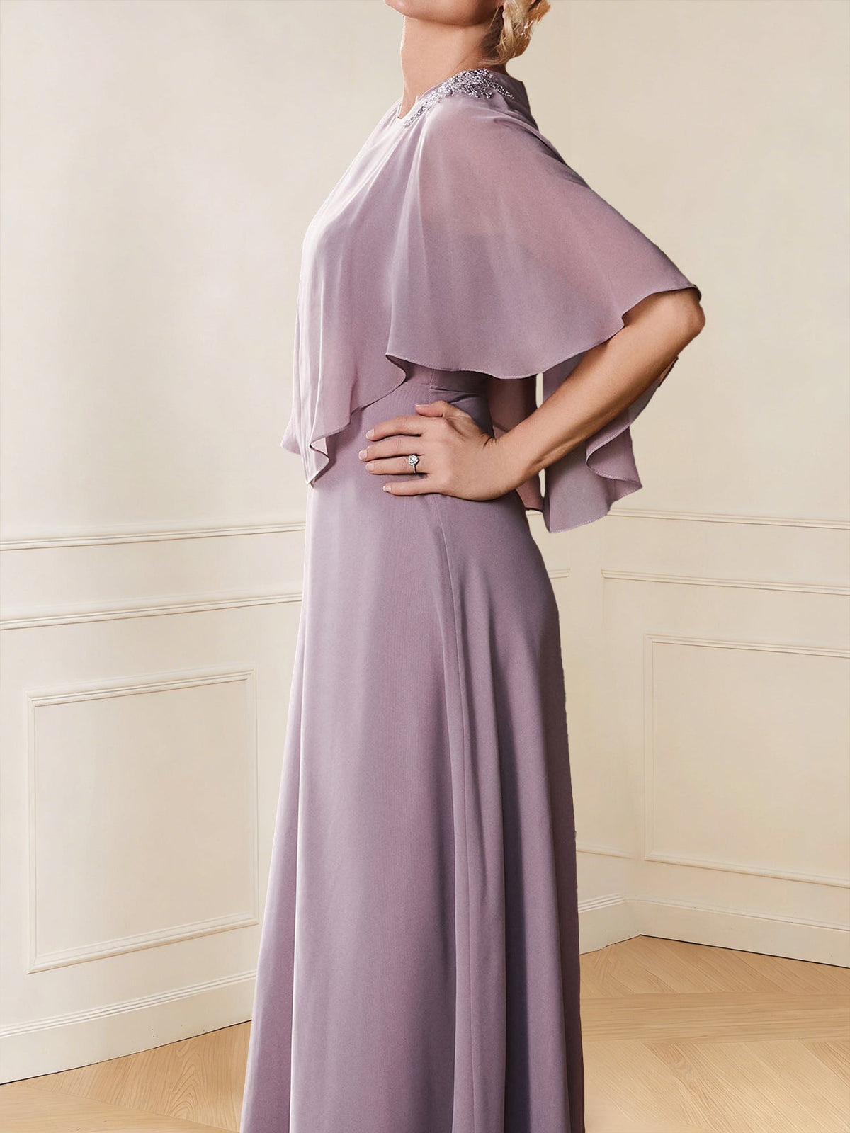 Roxanne Rose Mauve side view mother of the bride dress