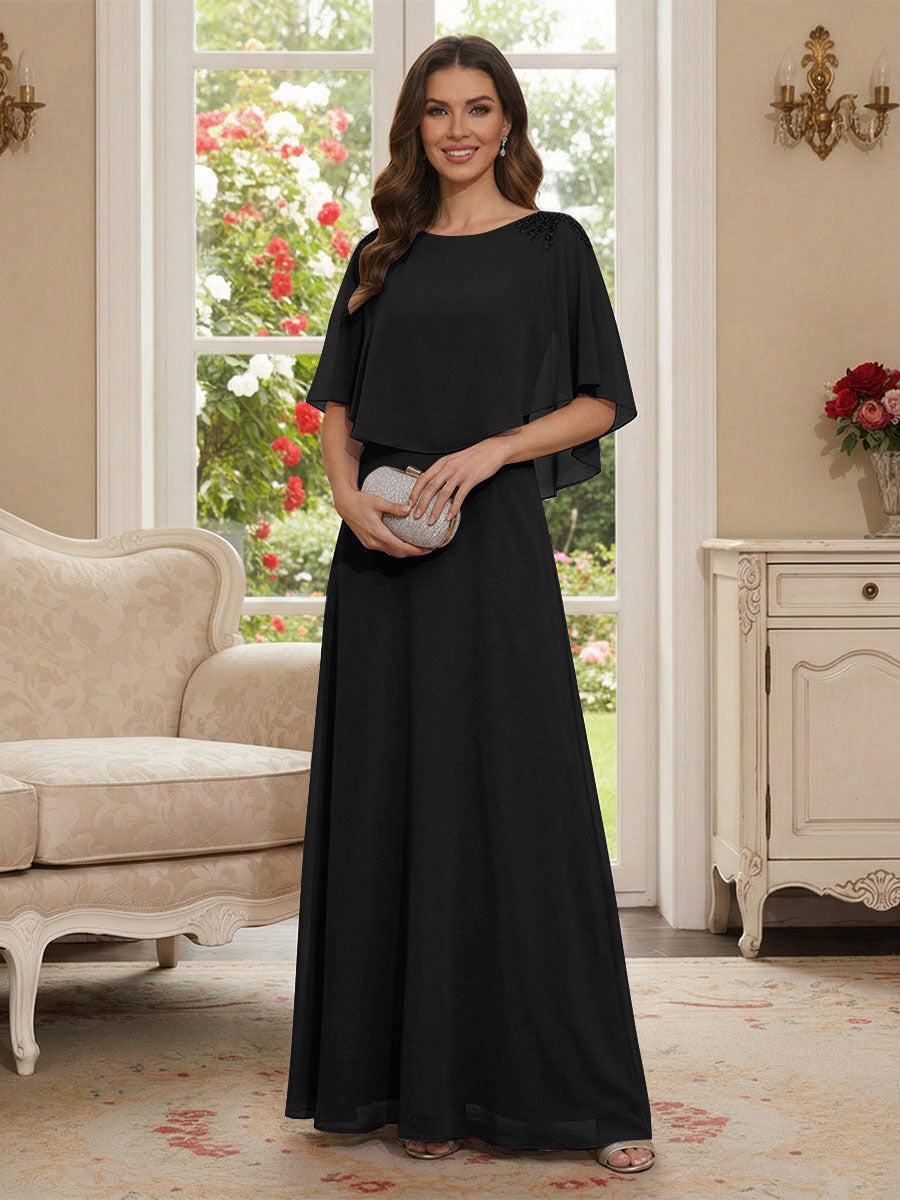 Roxanne Rose Black front view mother of the bride dress