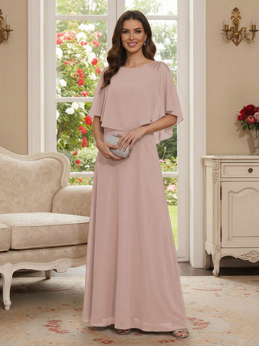 Roxanne Rose Blush front view mother of the bride dress