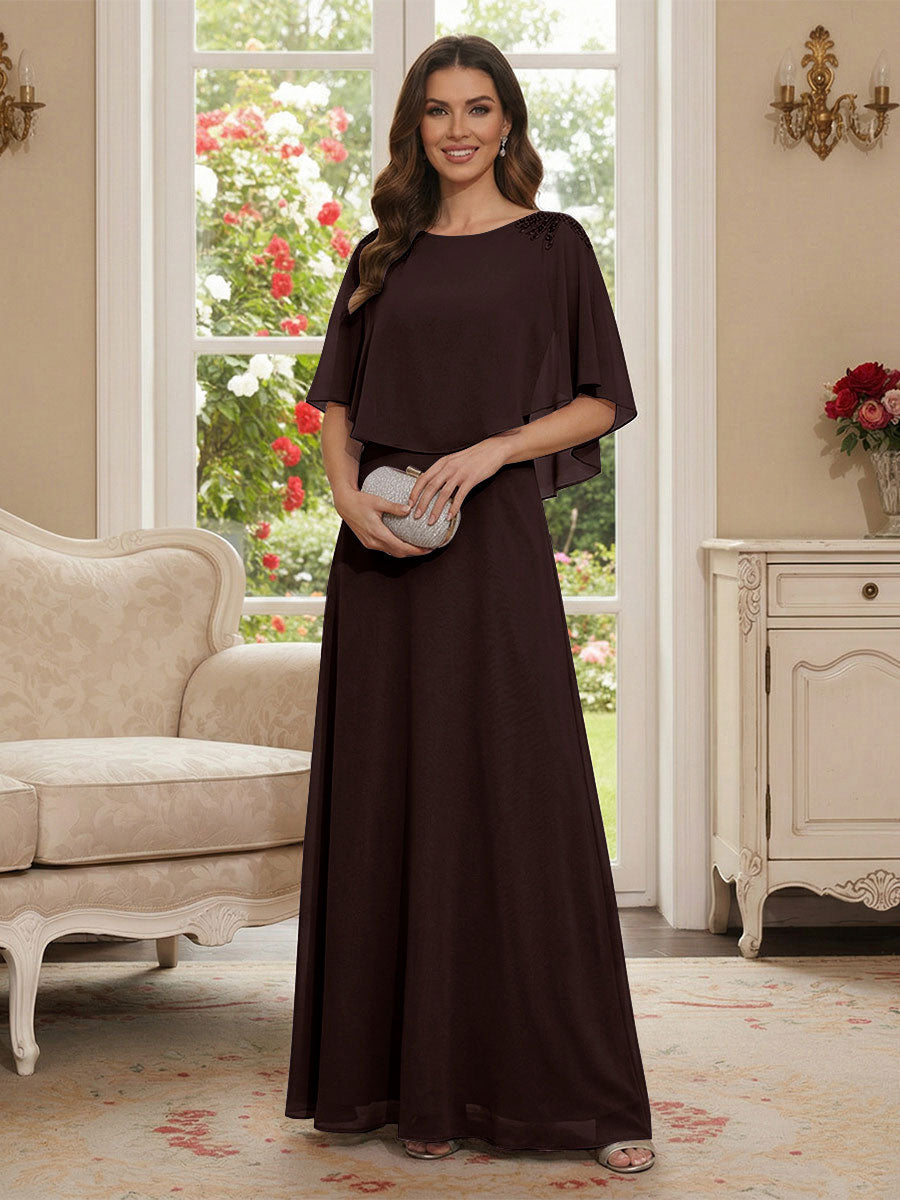 Roxanne Rose Brown front view mother of the bride dress