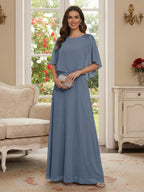 Roxanne Rose Dusty Blue front view mother of the bride dress