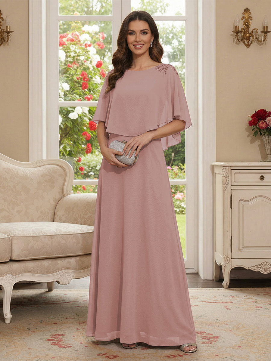 Roxanne Rose Dusty Rose back view mother of the bride dress