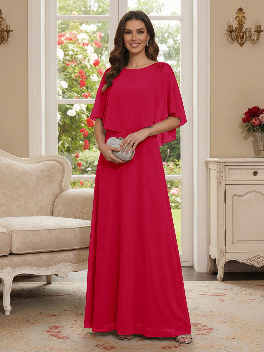 Roxanne Rose Fuchsia back view mother of the bride dress