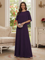 Roxanne Rose Grape front view mother of the bride dress