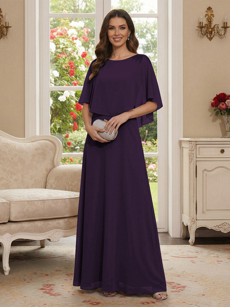 Roxanne Rose Grape front view mother of the bride dress
