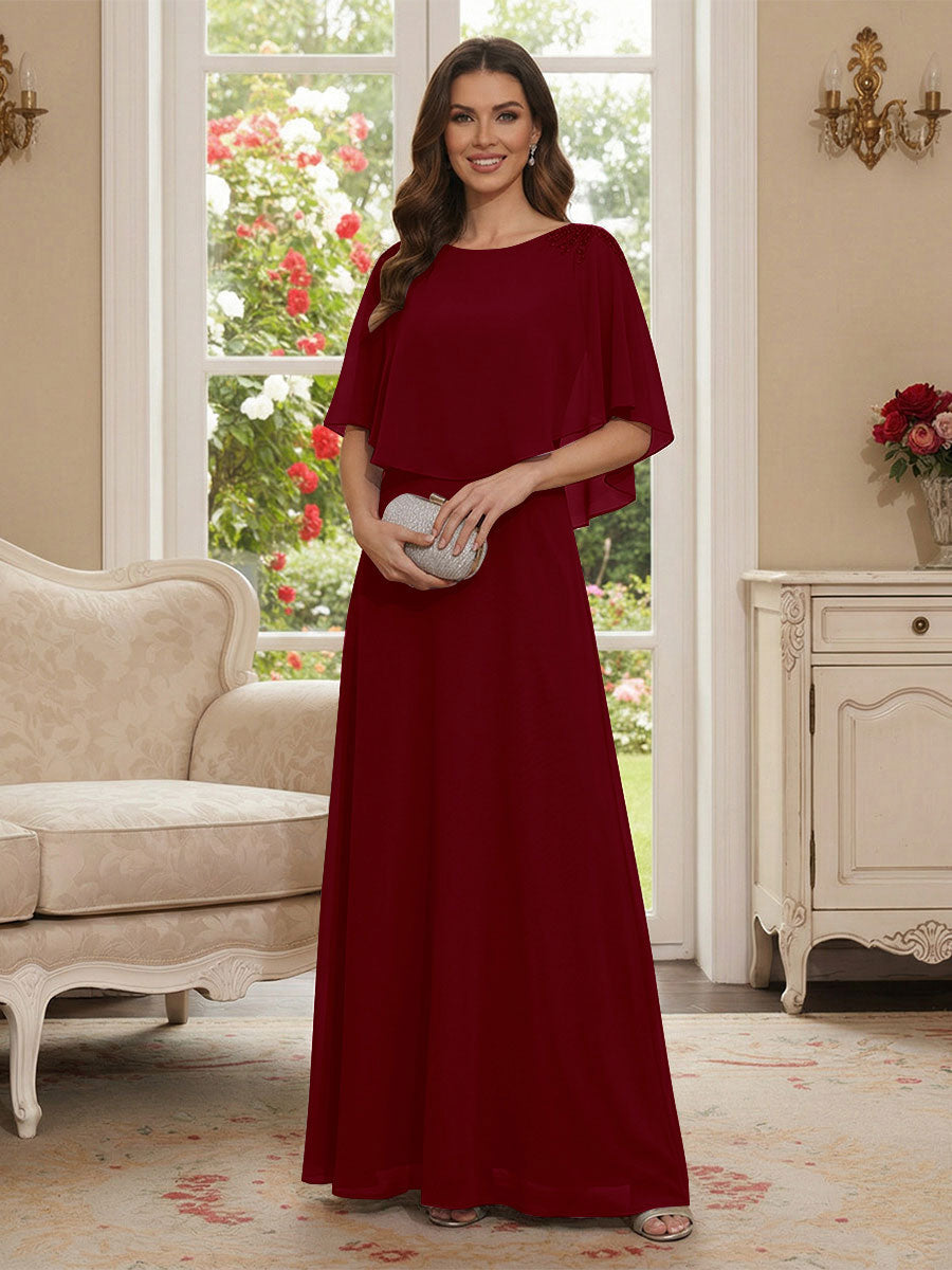 Roxanne Rose Burgundy back view mother of the bride dress