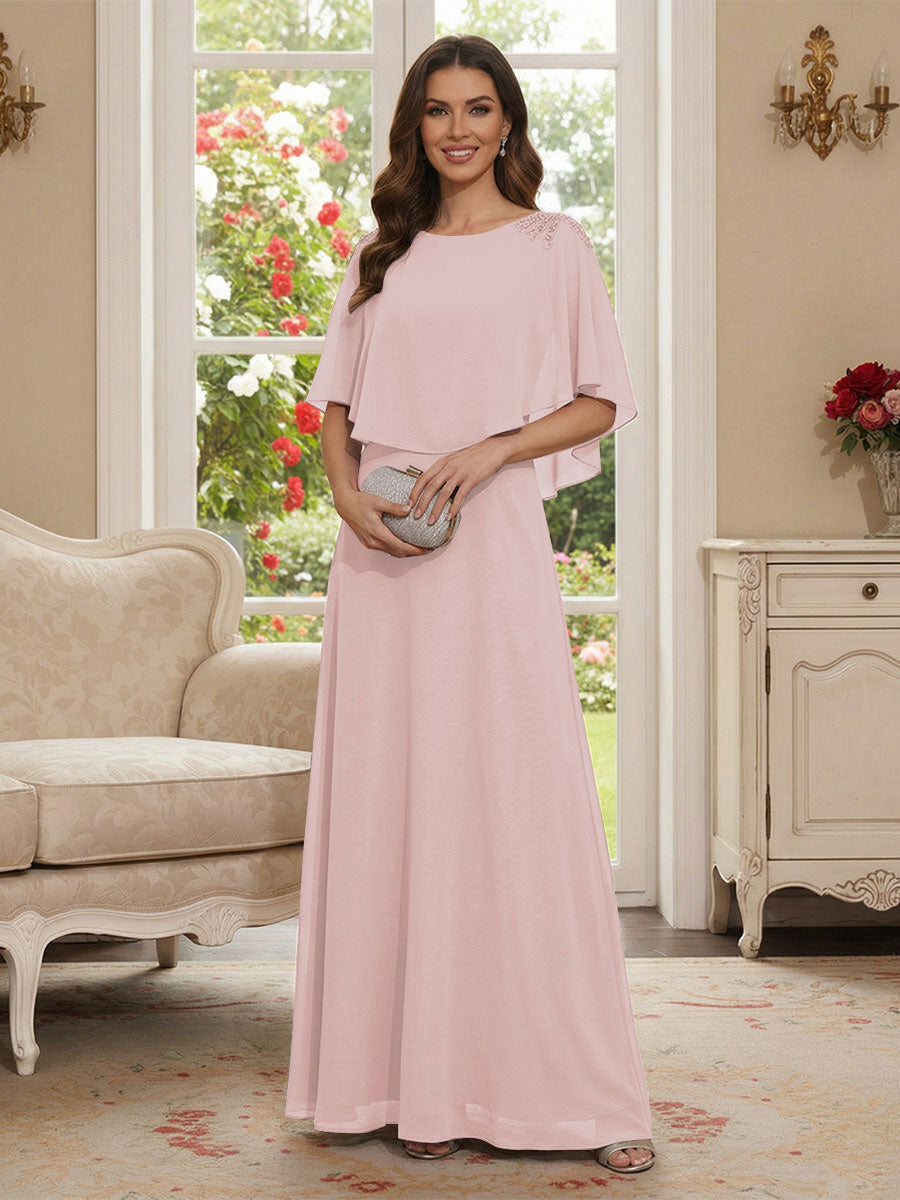 Roxanne Rose Pearl Pink front view mother of the bride dress