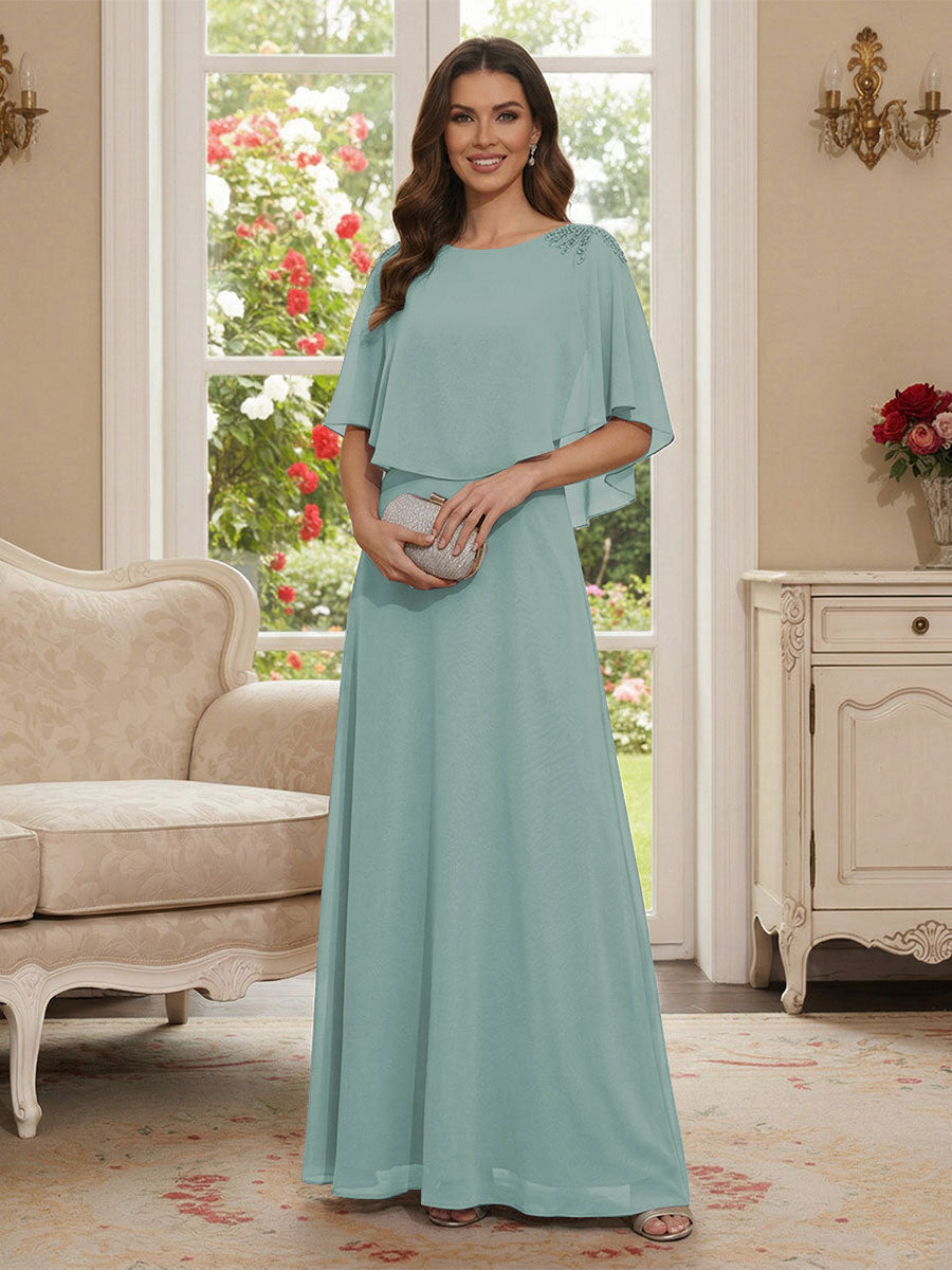 Roxanne Rose Pool Blue front view mother of the bride dress