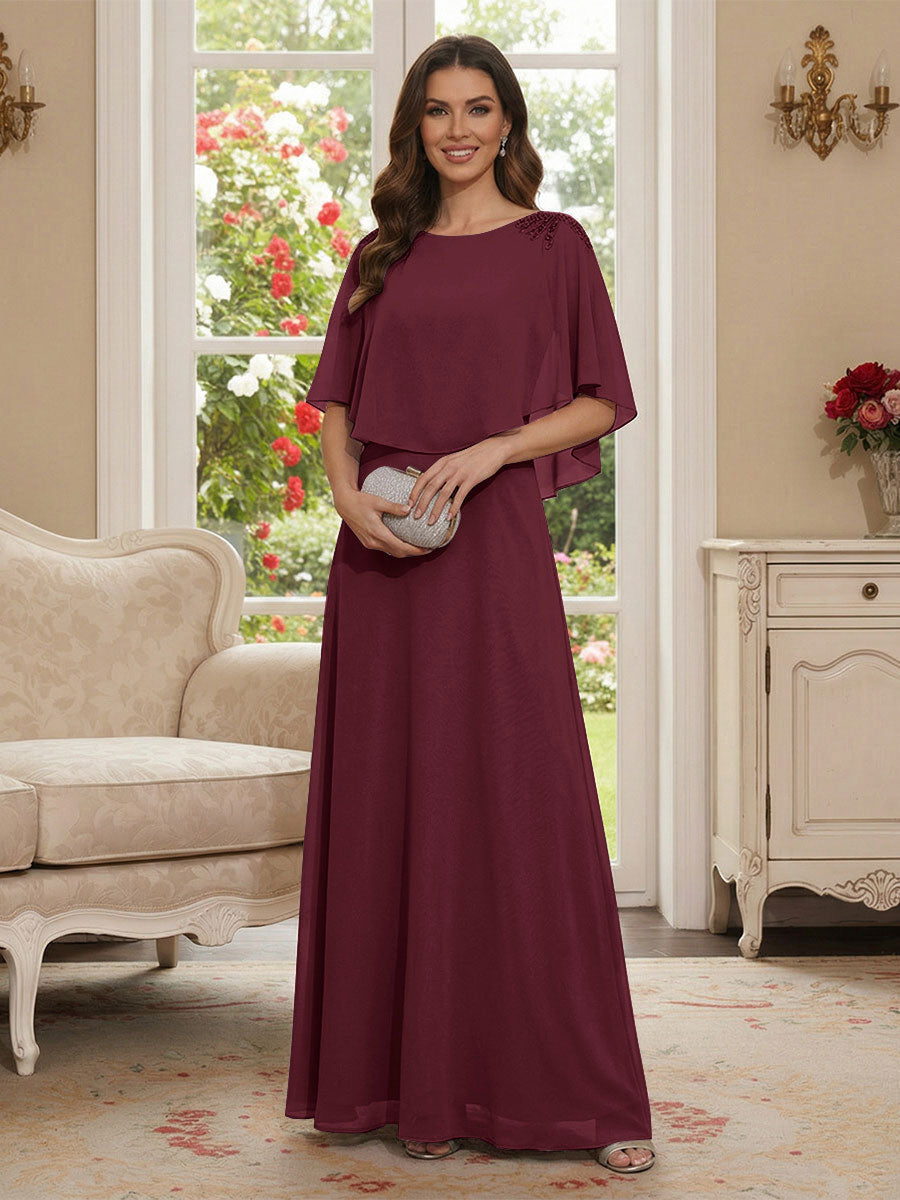 Roxanne Rose Plum front view mother of the bride dress