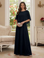 Roxanne Rose Navy Blue front view mother of the bride dress