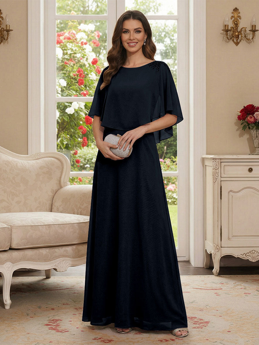 Roxanne Rose Navy Blue front view mother of the bride dress