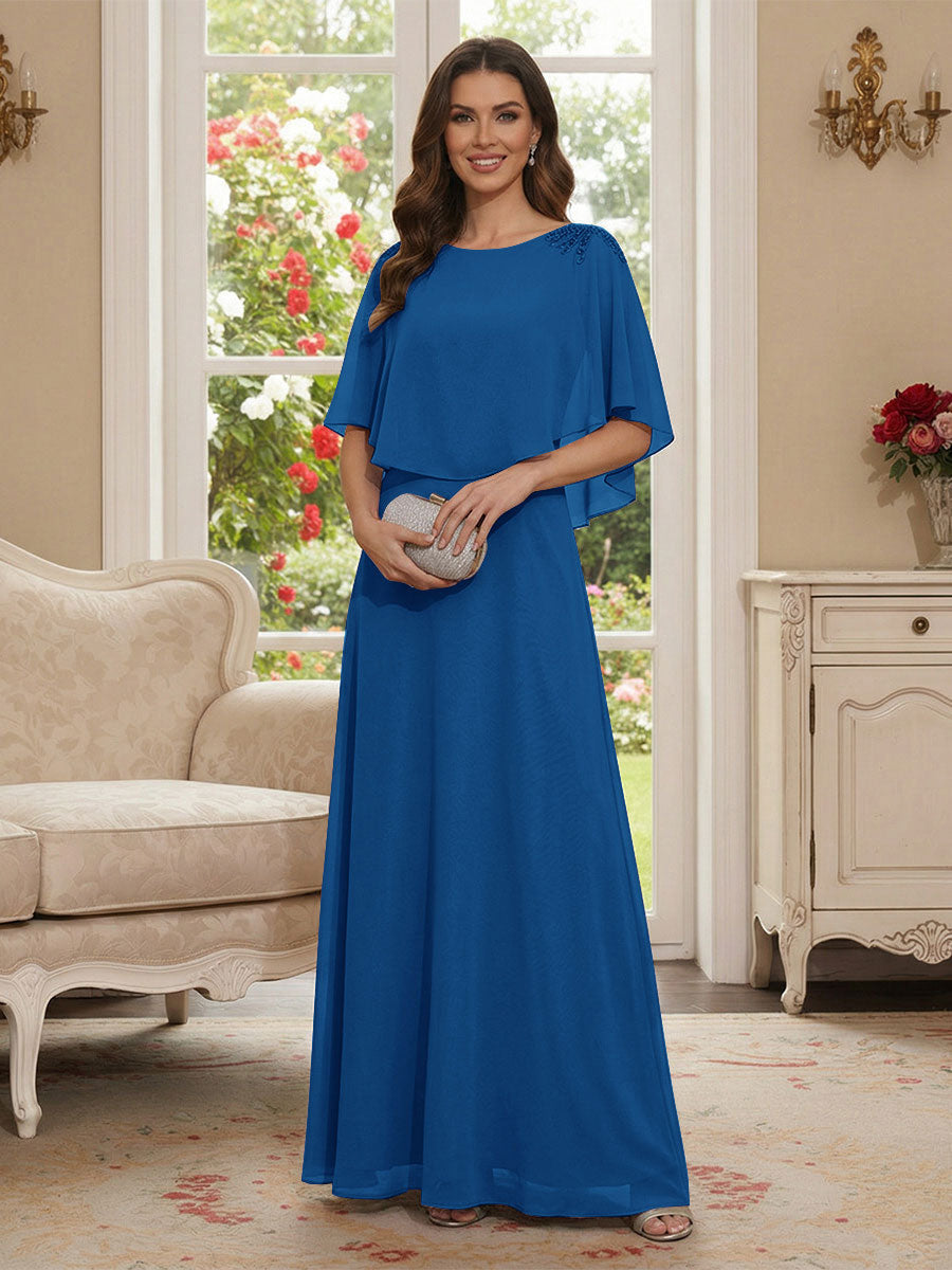 Roxanne Rose Ocean Blue front view mother of the bride dress