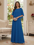 Roxanne Rose Ocean Blue front view mother of the bride dress
