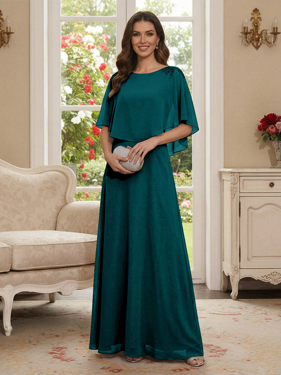 Roxanne Rose Peacock front view mother of the bride dress