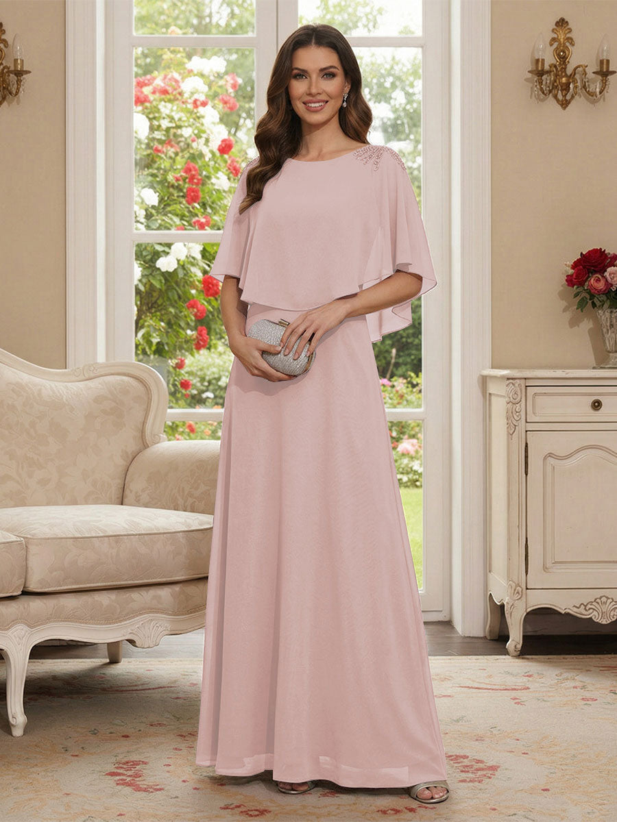 Roxanne Rose Pearl Pink back view mother of the bride dress