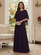 Roxanne Rose Plum back view mother of the bride dress
