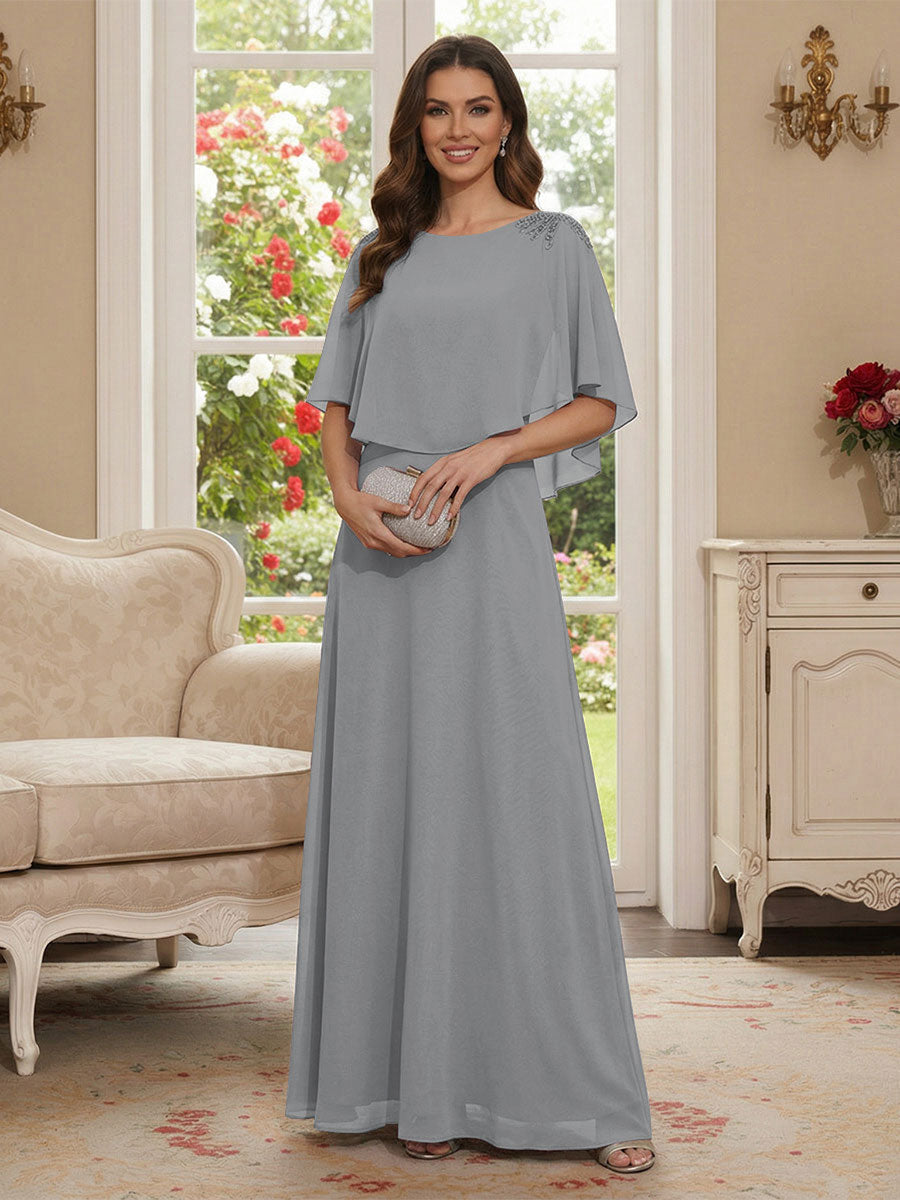 Roxanne Rose Silver front view mother of the bride dress