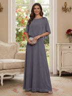 Roxanne Rose Steel Grey front view mother of the bride dress