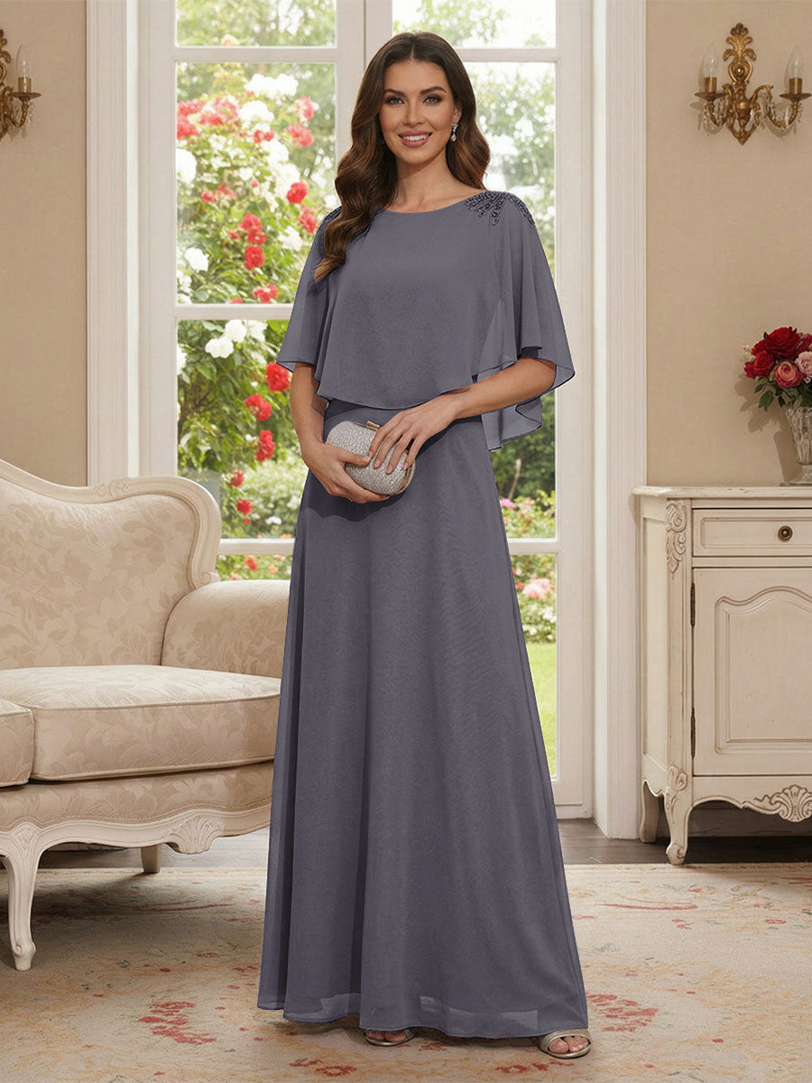 Roxanne Rose Steel Grey front view mother of the bride dress