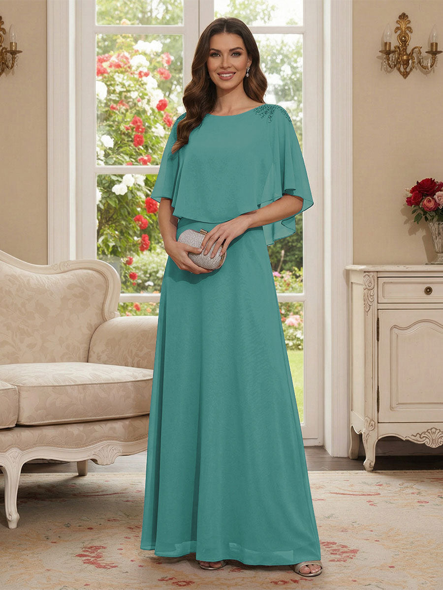 Roxanne Rose Pool Blue back view mother of the bride dress