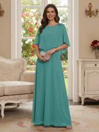 Roxanne Rose Pool Blue back view mother of the bride dress
