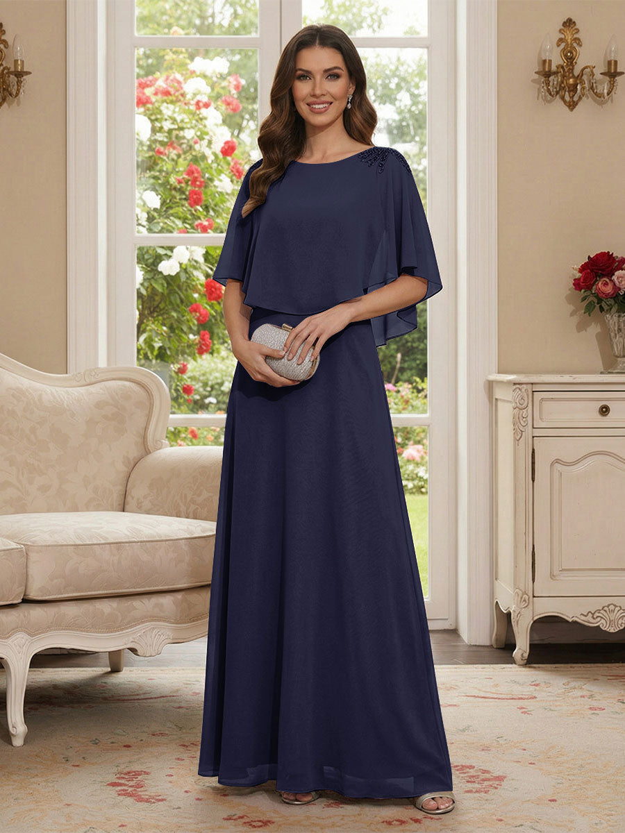 Roxanne Rose Dusty Blue back view mother of the bride dress