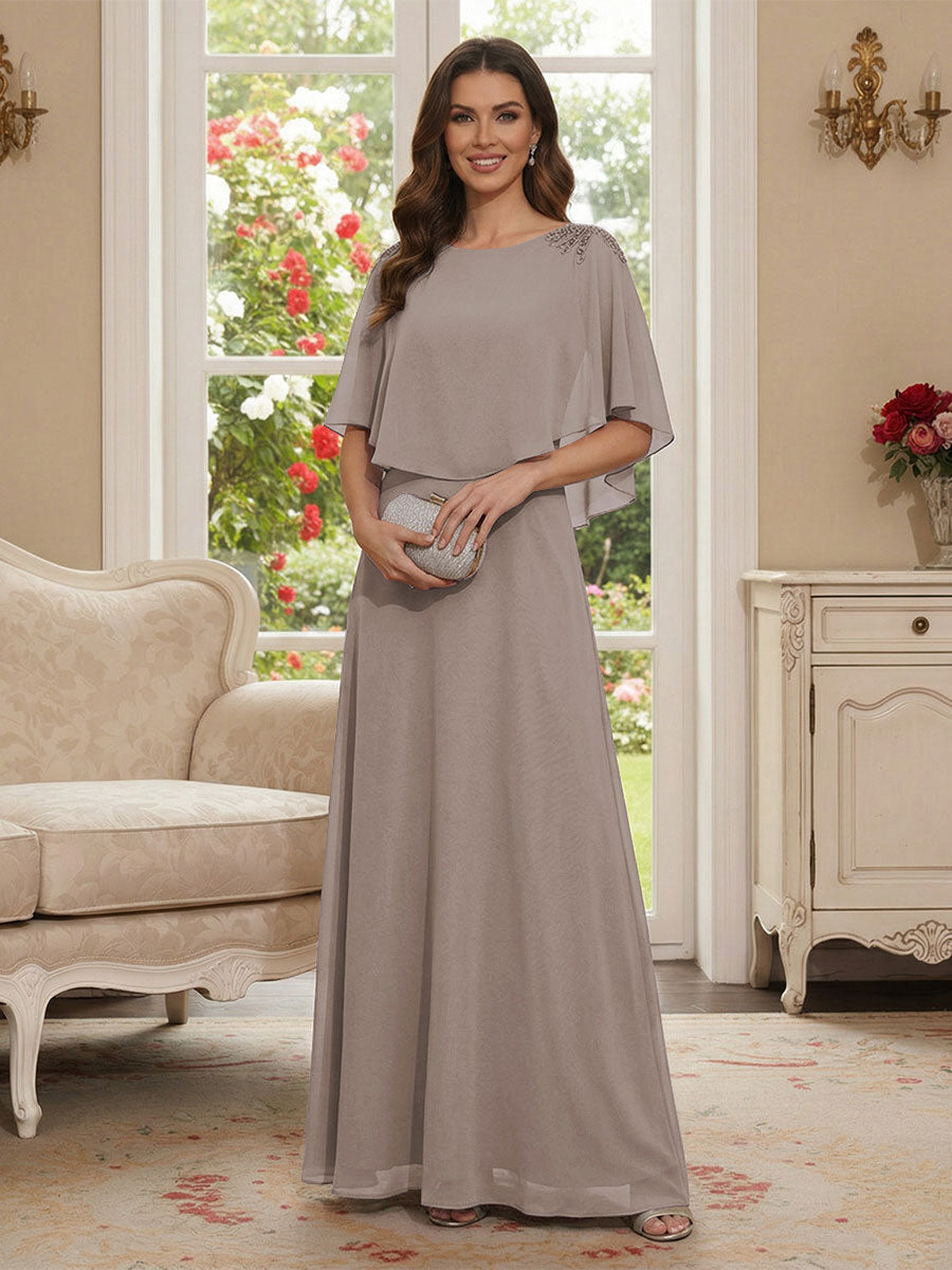 Roxanne Rose Taupe front view mother of the bride dress