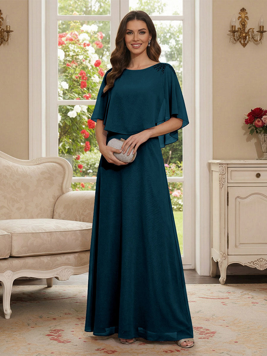 Roxanne Rose Teal front view mother of the bride dress