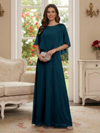 Roxanne Rose Teal front view mother of the bride dress