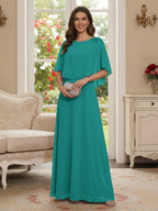 Roxanne Rose Turquoise back view mother of the bride dress