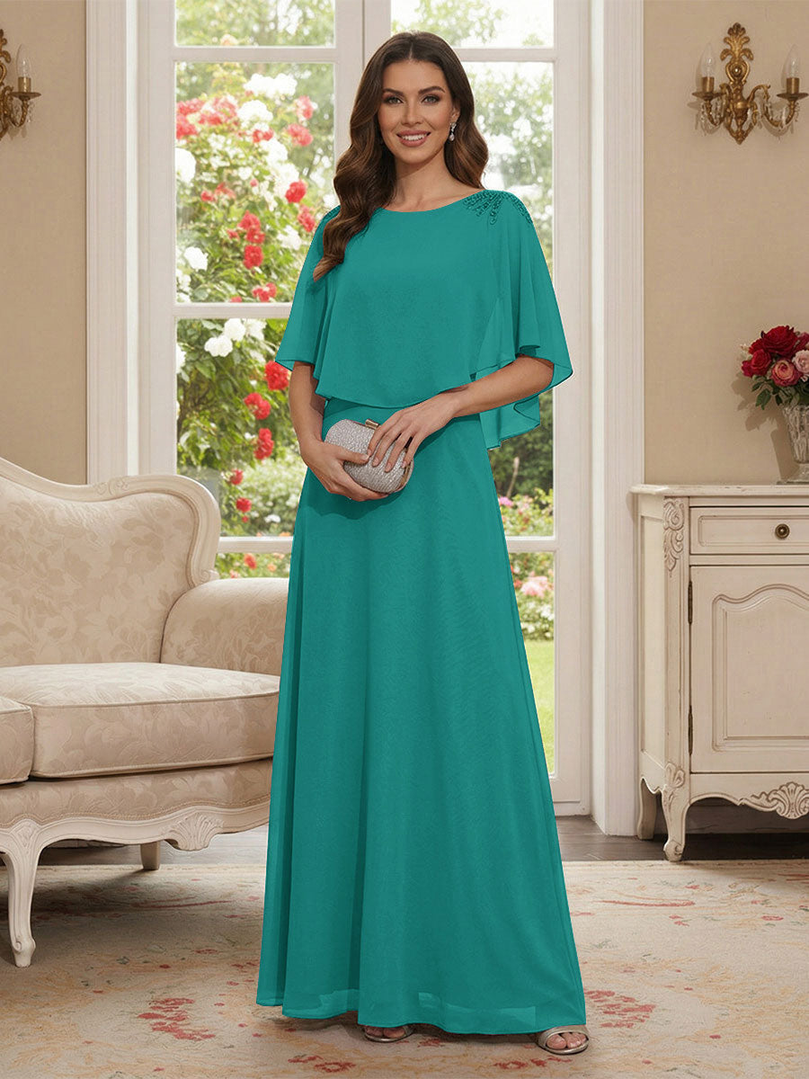 Roxanne Rose Turquoise back view mother of the bride dress