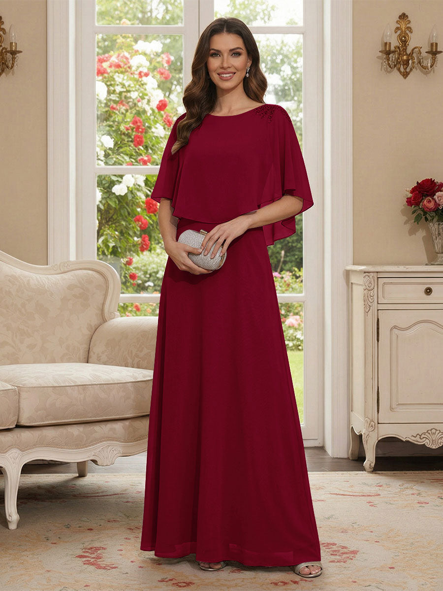 Roxanne Rose Burgundy side view mother of the bride dress