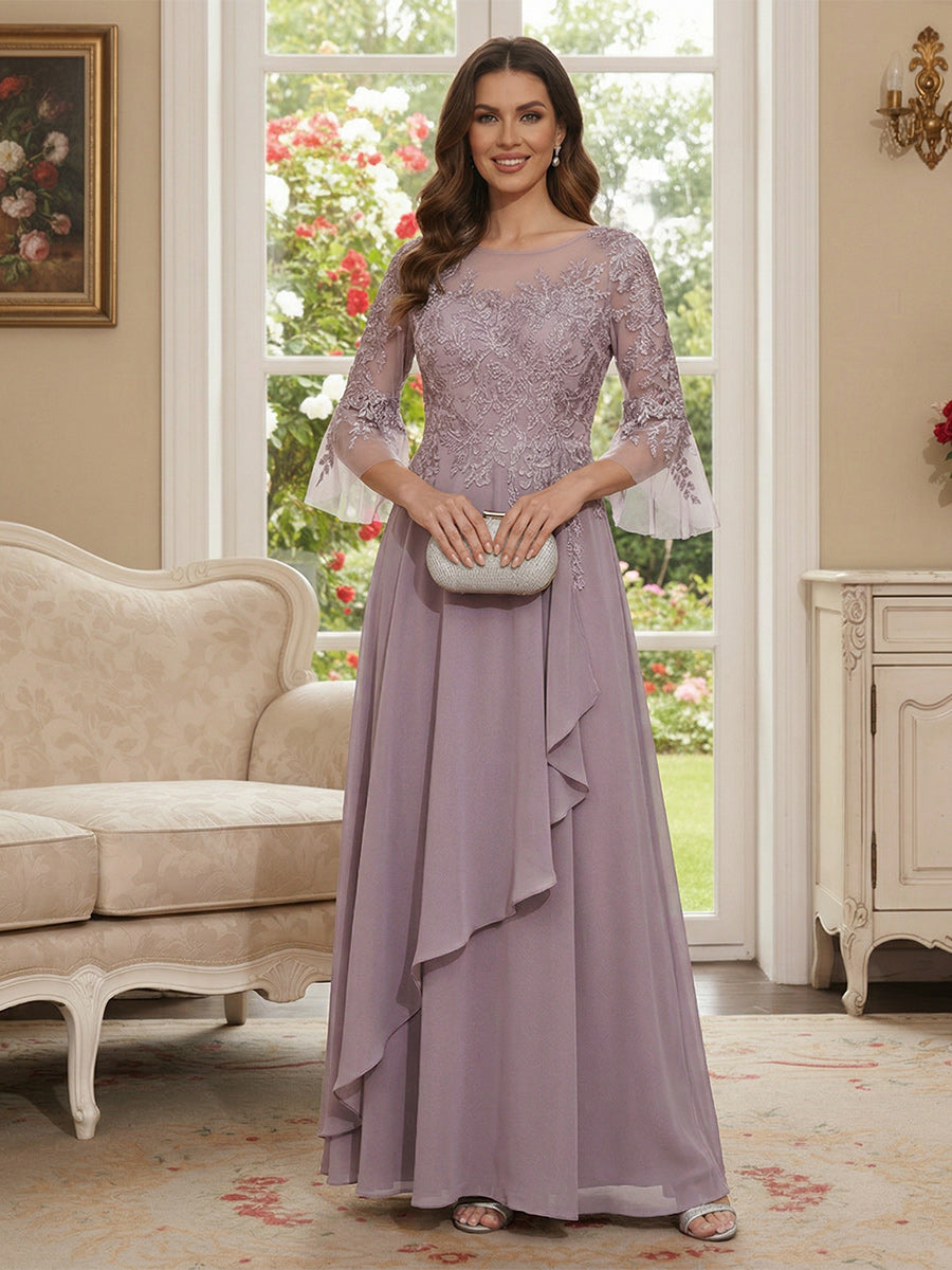 Margaret June Mauve front view mother of the bride dress