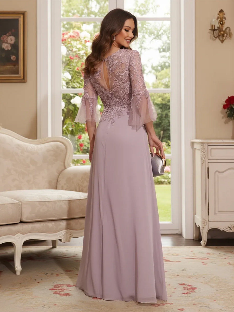 Margaret June Mauve back view mother of the bride dress
