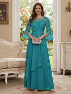 Margaret June Turquoise front view mother of the bride dress