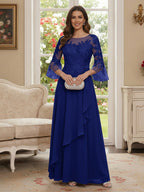Margaret June Royal Blue front view mother of the bride dress