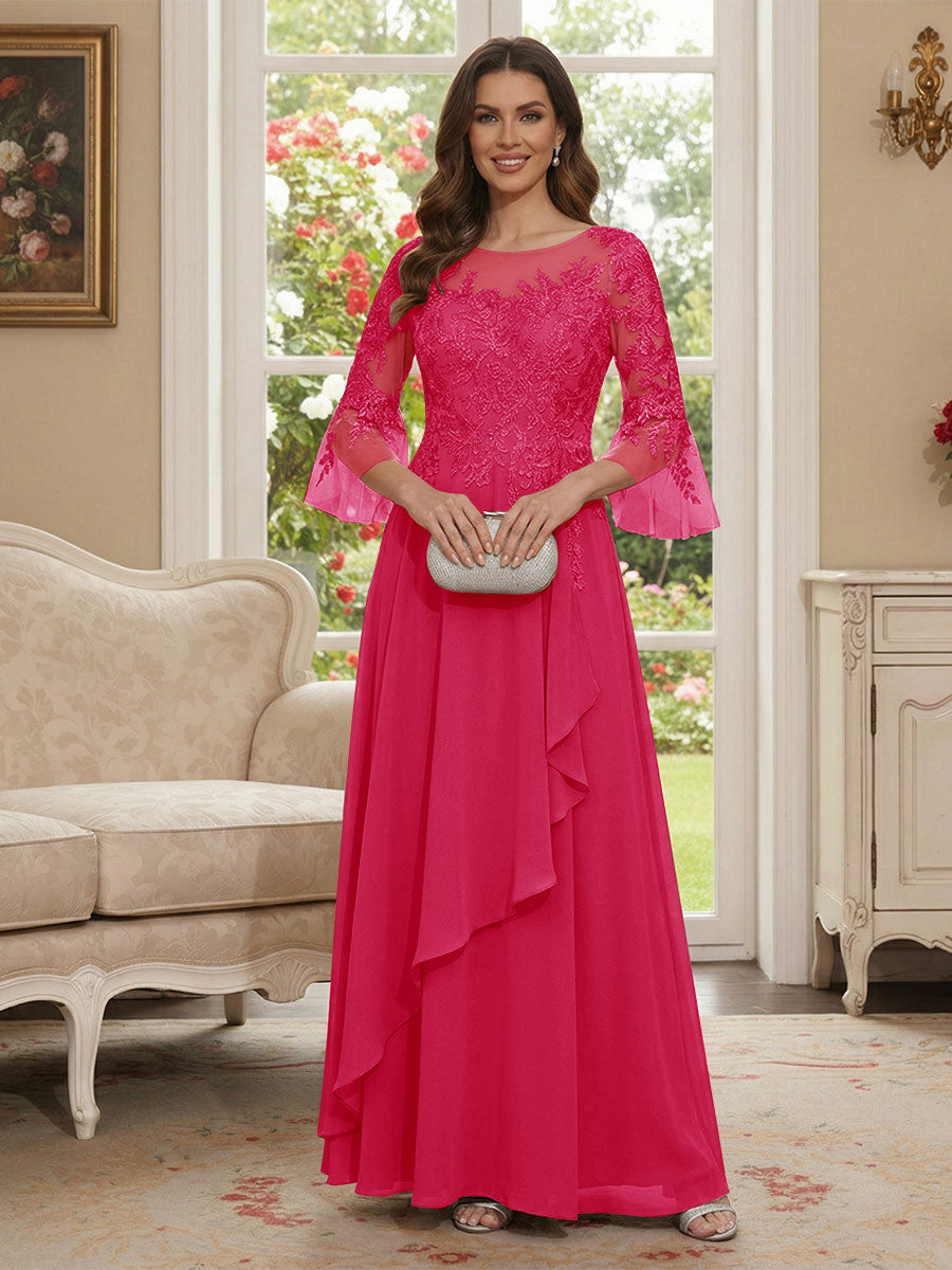 Margaret June Fuchsia back view mother of the bride dress