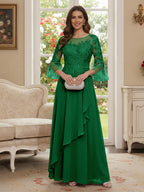 Margaret June Forest Green front view mother of the bride dress