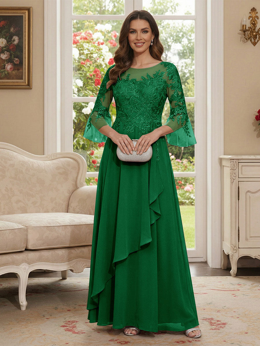 Margaret June Forest Green front view mother of the bride dress