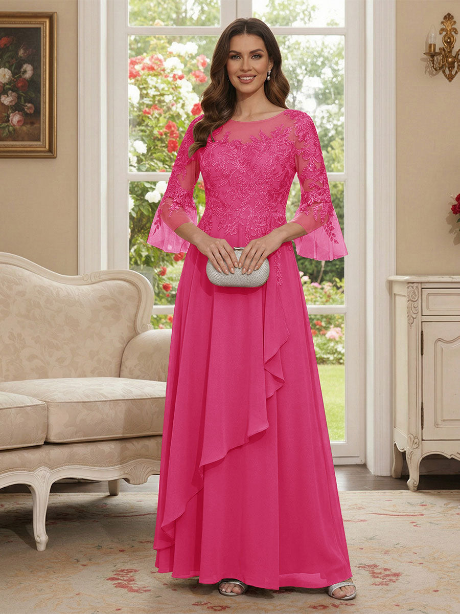 Margaret June Hot Pink front view mother of the bride dress