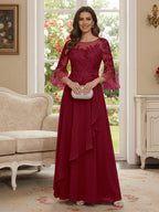 Margaret June Burgundy back view mother of the bride dress